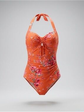Floral Orange One-Piece Swimsuit
